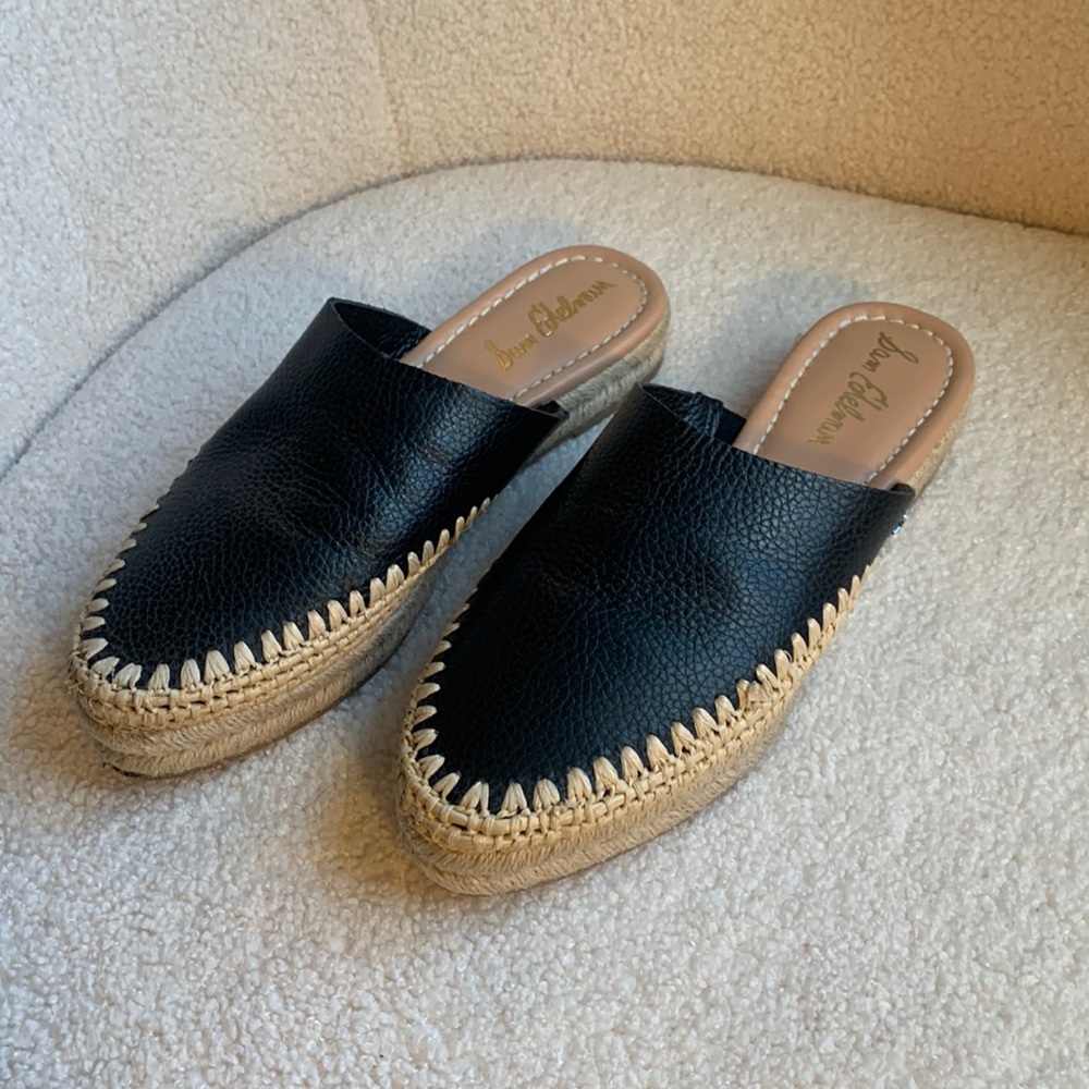 Sam Edelman 7.5 black leather mules